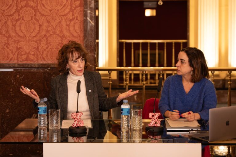 Paz Santa Cecilia y Eva García, en la presentación del Plan de Inclusión INAEM el pasado 12 de marzo en el Teatro de la Zarzuela